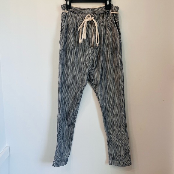 Free People boho Light at Sunrise Crop Pants (Size: 2) blue cream - Picture 2 of 8